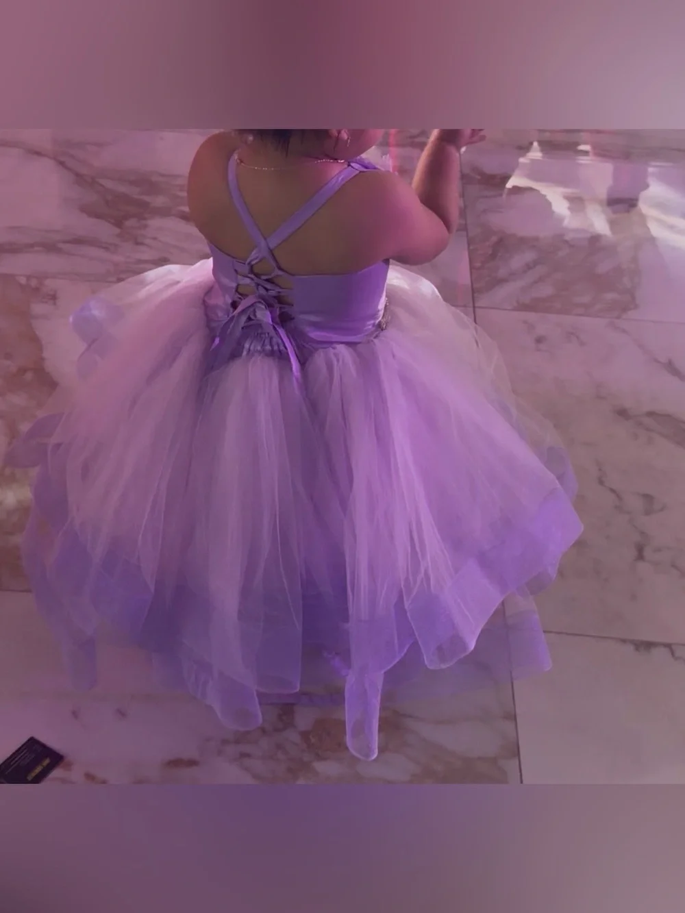 Berenice’s Kids Lilac Floral Tulle Party Dress for Girls